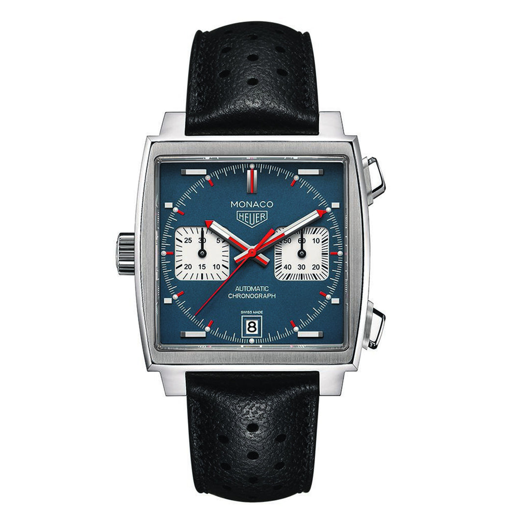 TAG Heuer Monaco Calibre 11 Automatic Mens Blue Leather Chronograph