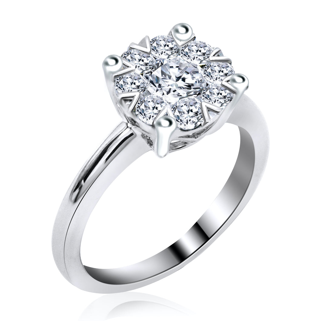 Diamond Cluster Ring 14k White Gold (1.00 ct. tw.)