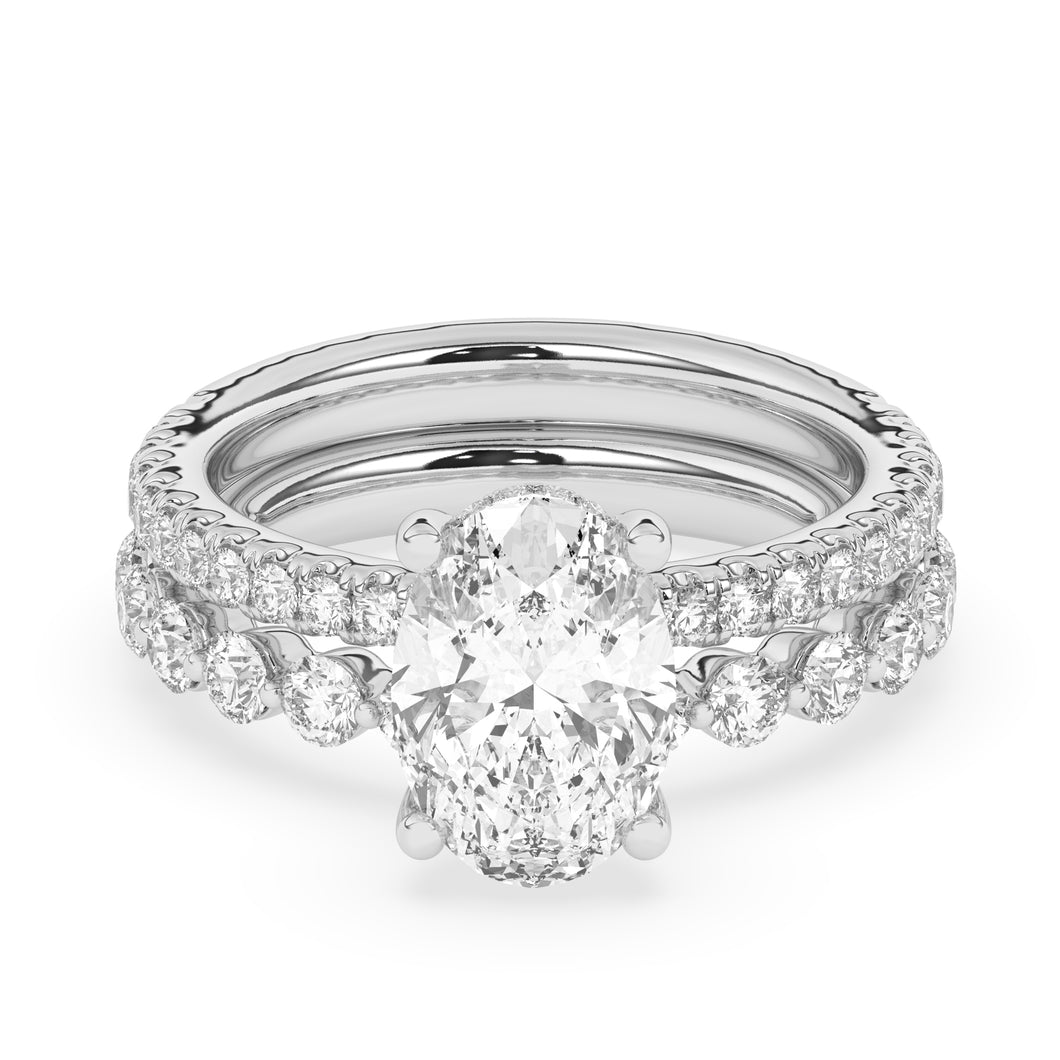 2.53 CT Oval Lab-Created Diamond Ring With Band - Bridal Set