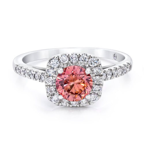 Pink & White Lab-Grown Diamond Halo Ring 